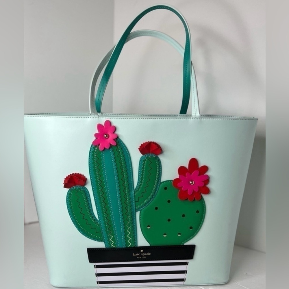 Kate Spade Mint Green Cactus Tote good condition